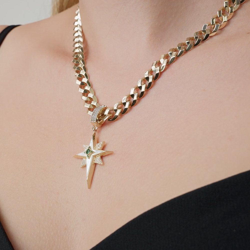 Mineli Taşlı Kuzey Yıldızı Charm